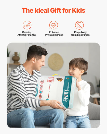 Kids Basketball Hoop, Height Adjustable, Portable Basketball Court with Fillable Base, Indoor and Outdoor Backyard Sport Game, Toddler Basketball Toys for Kids 3-8 Years Old, Boys and Girls