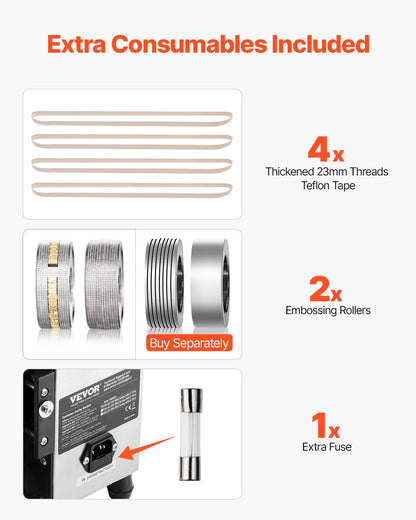 Continuous Bag Band Sealing Machine, 0.24-0.47 in/6-12 mm Seal Width, Vertical Band Sealer Machine with Digital Temperature Control, Carbon Steel Bag Sealer for 0.02-0.8 mm Plastic Bags Films