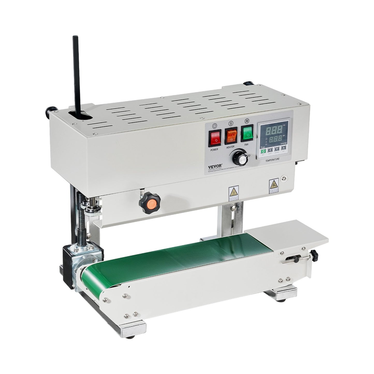 Continuous Bag Band Sealing Machine, 0.24-0.47 in/6-12 mm Seal Width, Vertical Band Sealer Machine with Digital Temperature Control, Carbon Steel Bag Sealer for 0.02-0.8 mm Plastic Bags Films