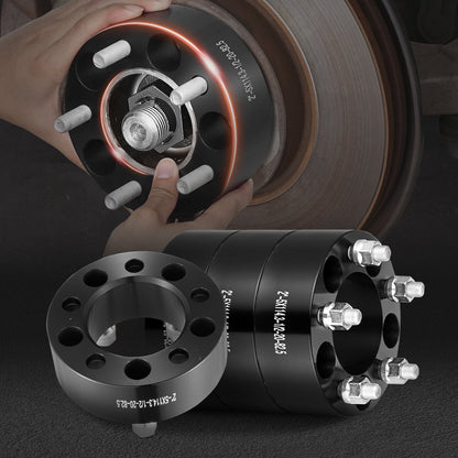 Spurverbreiterungen, 2" auf 5" x 4,5" Radadapter, 5-Loch-Schmiede-Distanzstücke, 82,5 mm Bohrung, zentrierend, 1/2"-20 Bolzen, passend für Jeep und Ford (1984–2018), 4 Stück, schwarz