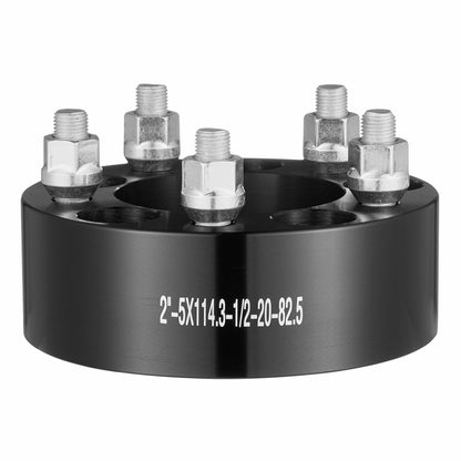 Spurverbreiterungen, 2" auf 5" x 4,5" Radadapter, 5-Loch-Schmiede-Distanzstücke, 82,5 mm Bohrung, zentrierend, 1/2"-20 Bolzen, passend für Jeep und Ford (1984–2018), 4 Stück, schwarz