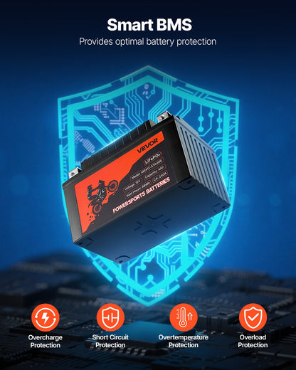 Motorradbatterie, 12 Volt 4 Ah, LiFePO4 Lithium-Vorladebatterie für Powersport-Fahrzeuge, wartungsfrei und leistungsstark, kompatibel mit ATV, Motorrad, Jetski, Roller, UTV und mehr