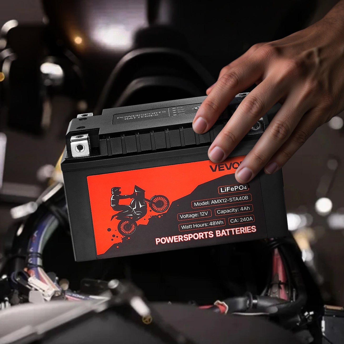 Motorradbatterie, 12 Volt 4 Ah, LiFePO4 Lithium-Vorladebatterie für Powersport-Fahrzeuge, wartungsfrei und leistungsstark, kompatibel mit ATV, Motorrad, Jetski, Roller, UTV und mehr