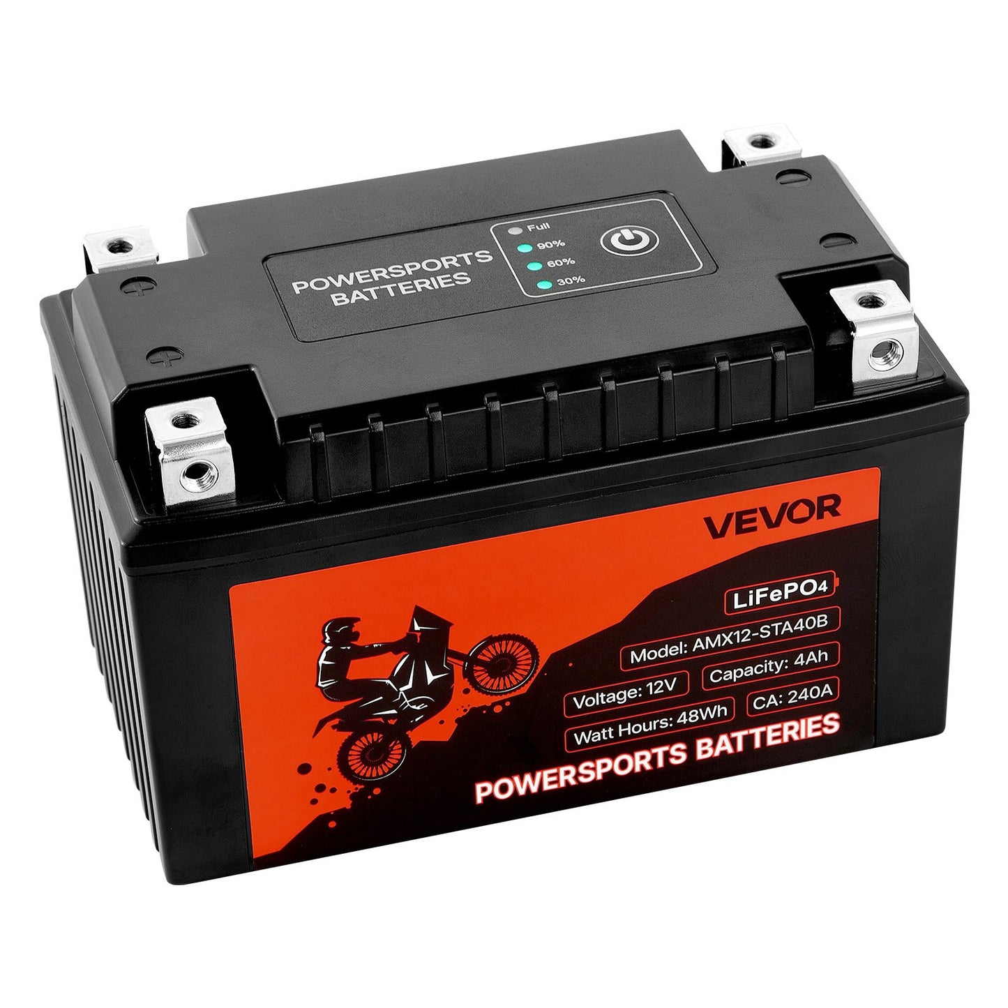 Motorradbatterie, 12 Volt 4 Ah, LiFePO4 Lithium-Vorladebatterie für Powersport-Fahrzeuge, wartungsfrei und leistungsstark, kompatibel mit ATV, Motorrad, Jetski, Roller, UTV und mehr