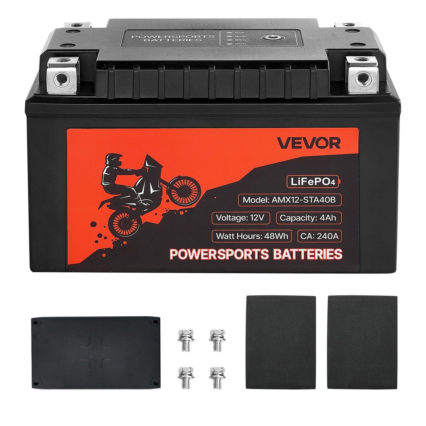 Motorradbatterie, 12 Volt 4 Ah, LiFePO4 Lithium-Vorladebatterie für Powersport-Fahrzeuge, wartungsfrei und leistungsstark, kompatibel mit ATV, Motorrad, Jetski, Roller, UTV und mehr