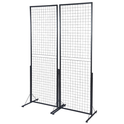 61 x170.7 cm Grid Wall Panels Tower, 2 Packs Wire Gridwall Display Racks with T-Base Floorstanding, Double Side Gridwall Panels for Art Craft Shows, Retail Display with Extra Clips and Hooks