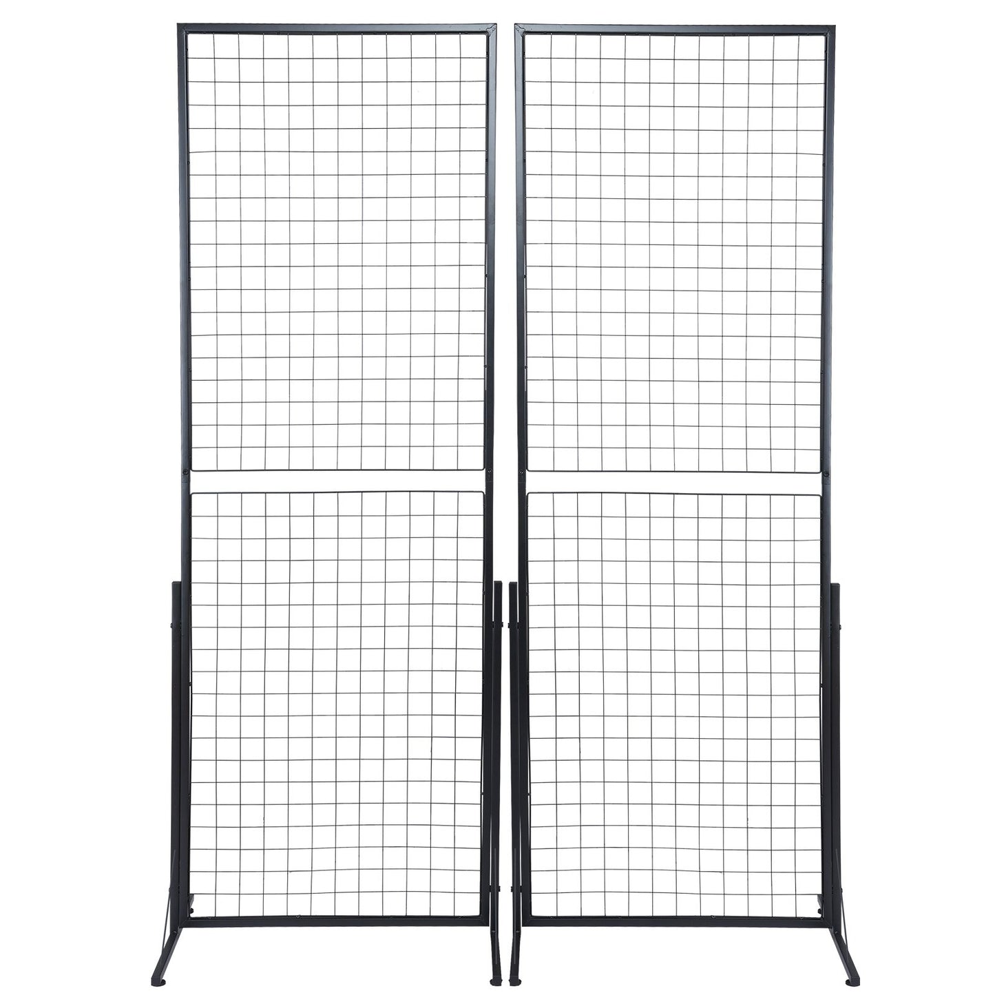 61 x170.7 cm Grid Wall Panels Tower, 2 Packs Wire Gridwall Display Racks with T-Base Floorstanding, Double Side Gridwall Panels for Art Craft Shows, Retail Display with Extra Clips and Hooks
