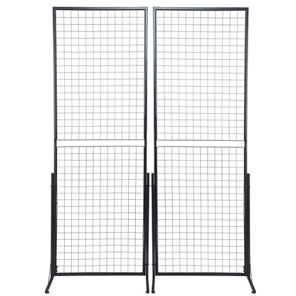 61 x170.7 cm Grid Wall Panels Tower, 2 Packs Wire Gridwall Display Racks with T-Base Floorstanding, Double Side Gridwall Panels for Art Craft Shows, Retail Display with Extra Clips and Hooks