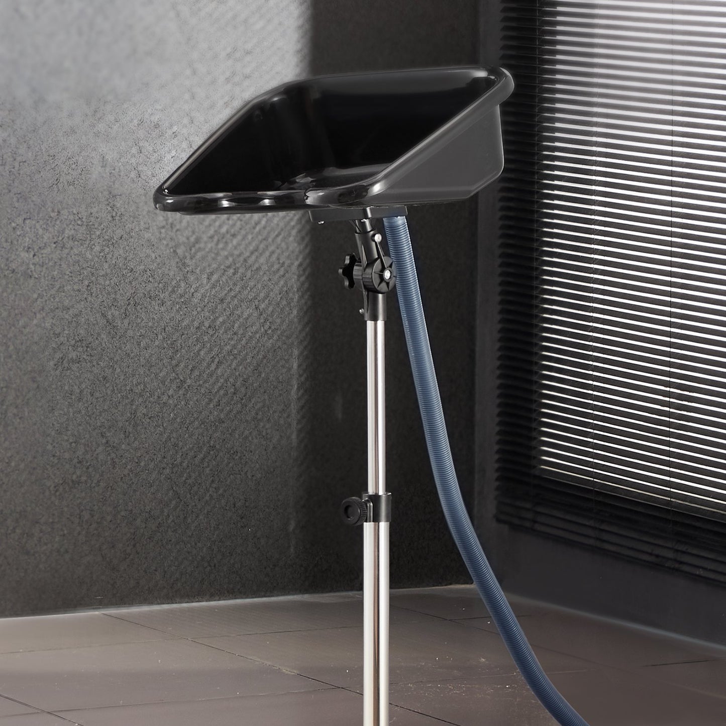 Portable Shampoo Bowl, Shampoo Sink with Adjustable Height & Angle, Salon Hair Wash Sink with Drain Hose and Star-Shaped Support Base for Barbershop Beauty Spa Center Home Use