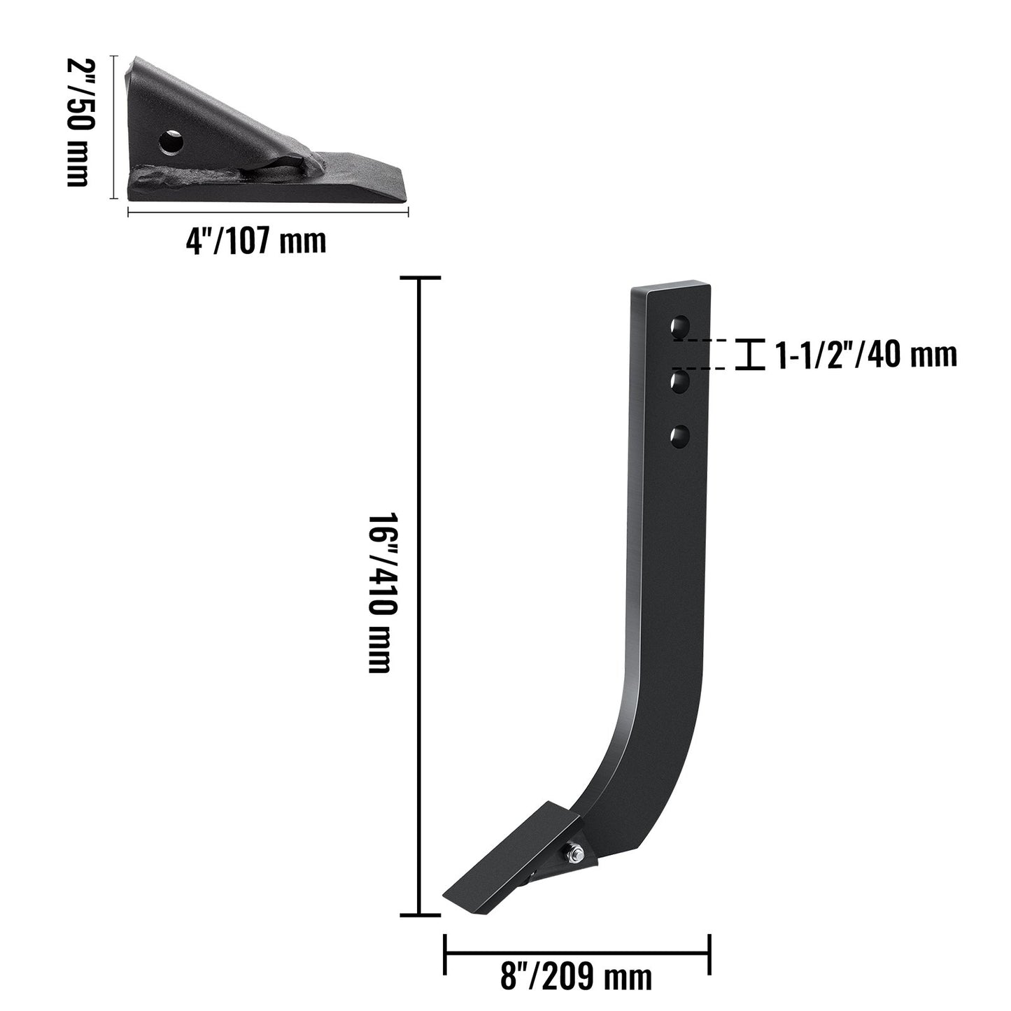 6pcs Box Blade Shank, 16\'\' Scarifier Shank, 3 Holes Box Scraper Shank, Ripper Shank with Removable Tapered Teeth and Pins, Adjustable Shanks Assembly for Replacement, Digging, Plowing