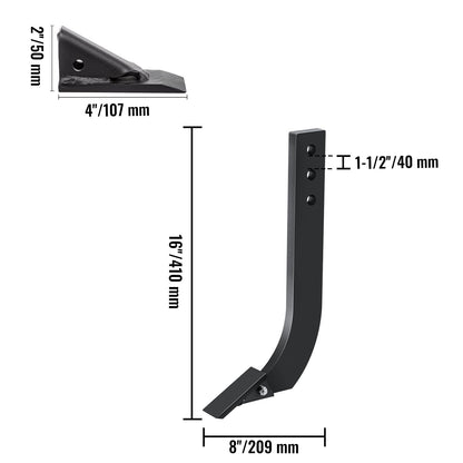 6pcs Box Blade Shank, 16\'\' Scarifier Shank, 3 Holes Box Scraper Shank, Ripper Shank with Removable Tapered Teeth and Pins, Adjustable Shanks Assembly for Replacement, Digging, Plowing