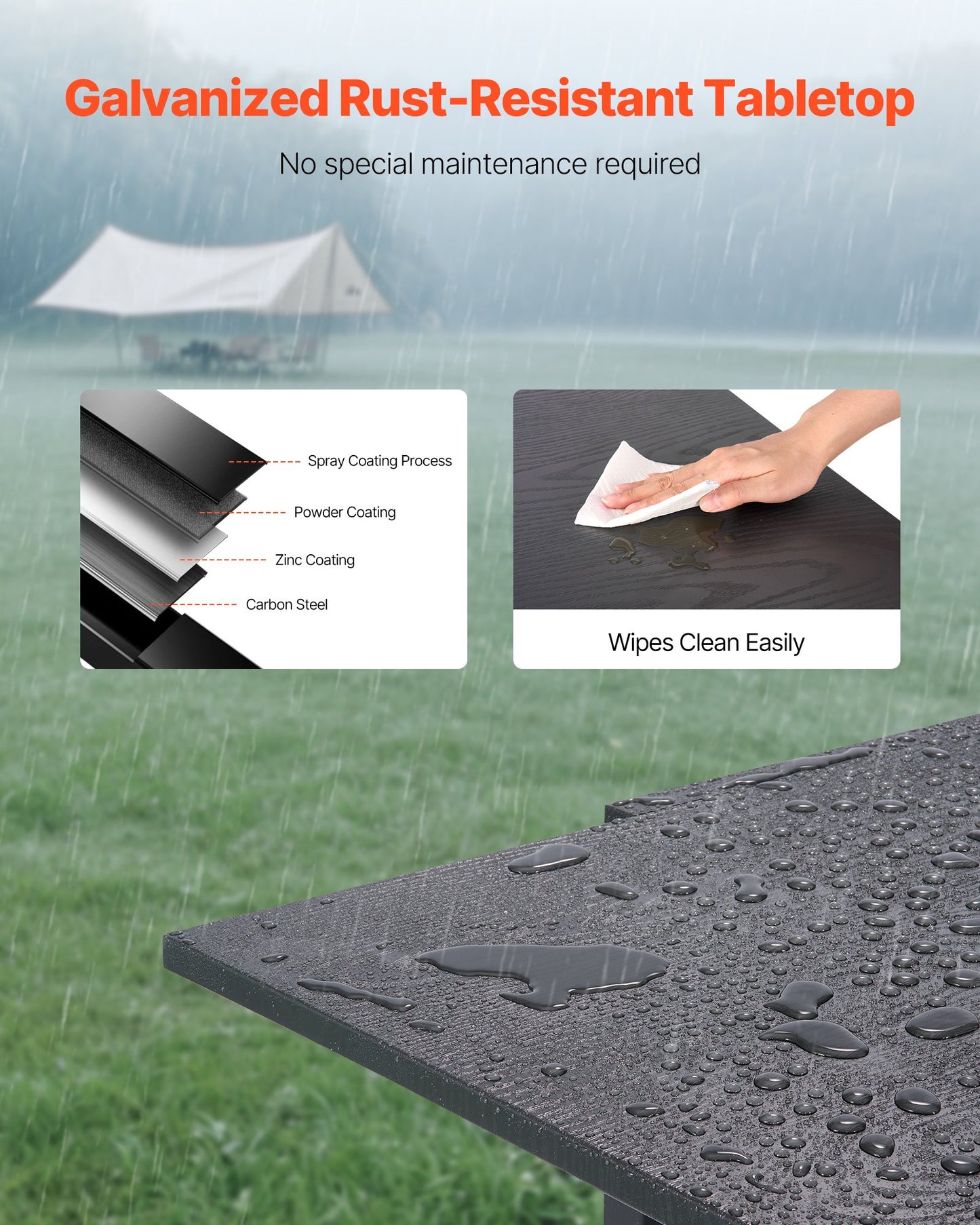 Expandable Outdoor Patio Dining Table, 80-160cm Rectangular Backyard Bistro Tables for 4-6, Aluminum Frame Metal Steel Slat , All-Weather Large Furniture for Lawn Garden Porch, Dark Gray