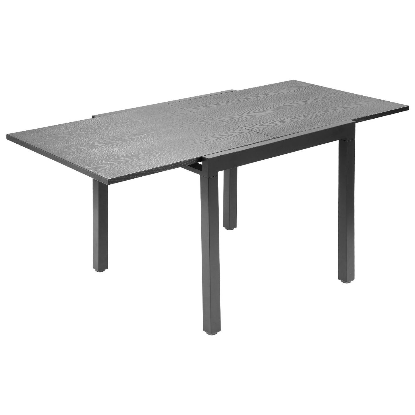 Expandable Outdoor Patio Dining Table, 80-160cm Rectangular Backyard Bistro Tables for 4-6, Aluminum Frame Metal Steel Slat , All-Weather Large Furniture for Lawn Garden Porch, Dark Gray