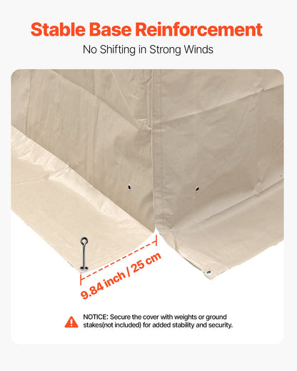 Winter-Pavillonabdeckung, passend für 3,08 x 4,39 m große Pavillons mit festem Dach, wetterfest, mit Seitenwänden und Fenstern, aus hochdichtem PE-Material, geschlossene Abdeckung für Lagerräume, Pavillons nicht im Lieferumfang enthalten