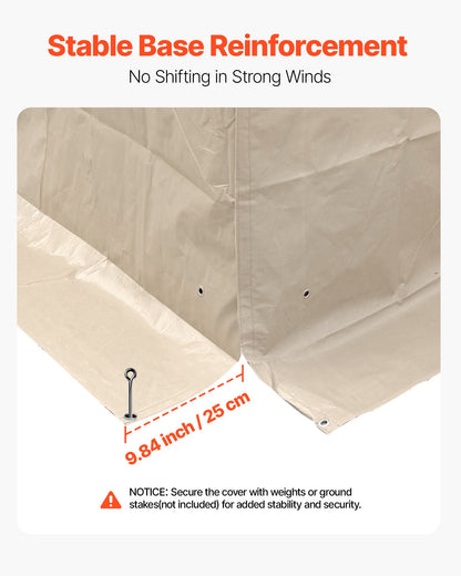 Winter-Pavillonabdeckung, passend für 3,68 x 4,9 m große Pavillons mit festem Dach, wetterfest, mit Seitenwänden und Fenstern, aus hochdichtem PE-Material, geschlossene Abdeckung für Lagerräume, Pavillons nicht im Lieferumfang enthalten