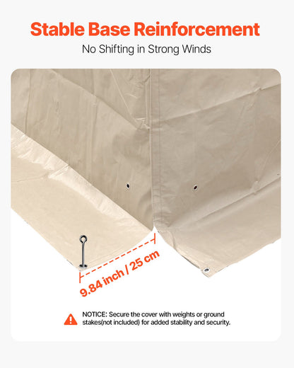 Winter-Pavillonabdeckung, passend für 3,05 x 3,65 m große Pavillons mit festem Dach, wetterfeste, zweistöckige Pavillonabdeckung mit Seitenwänden und Fenstern, geschlossene Lagerschutzabdeckung aus hochdichtem PE, Pavillons nicht im Lieferumfang enthalten