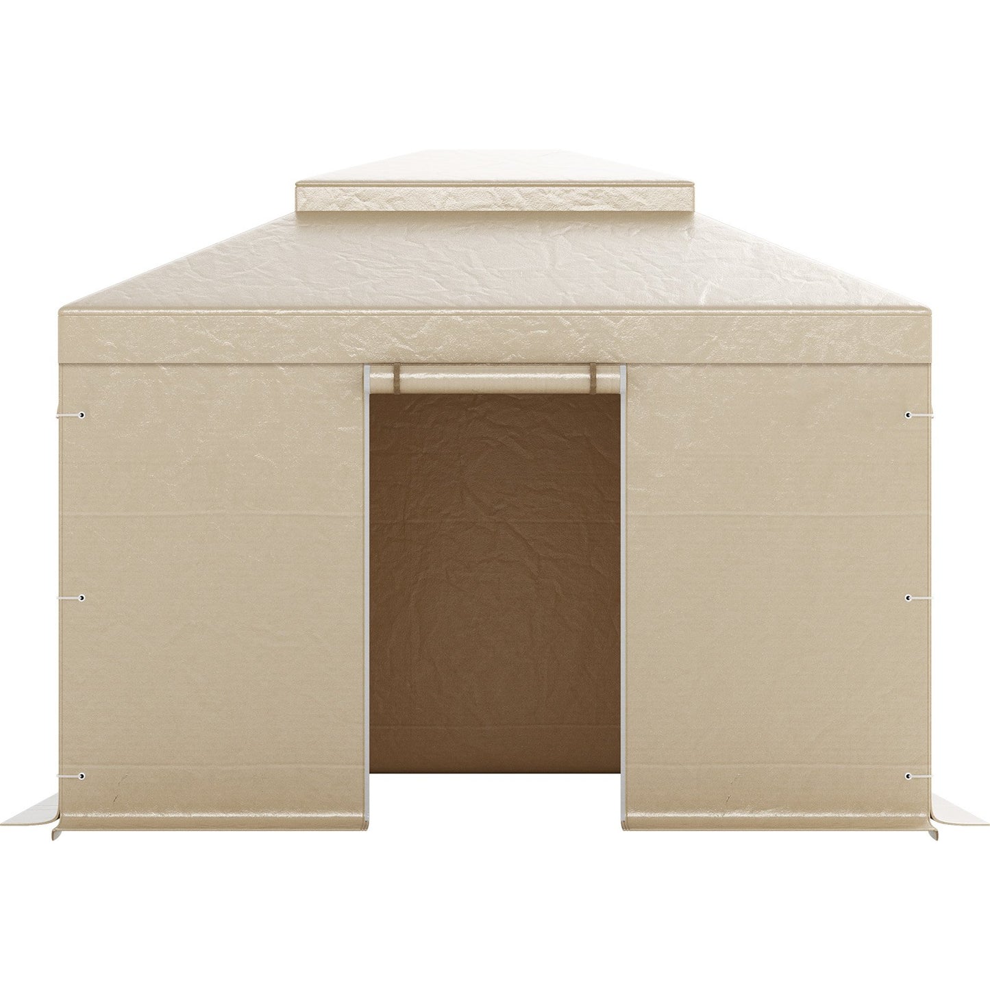 Winter-Pavillonabdeckung, passend für 3,05 x 3,65 m große Pavillons mit festem Dach, wetterfeste, zweistöckige Pavillonabdeckung mit Seitenwänden und Fenstern, geschlossene Lagerschutzabdeckung aus hochdichtem PE, Pavillons nicht im Lieferumfang enthalten