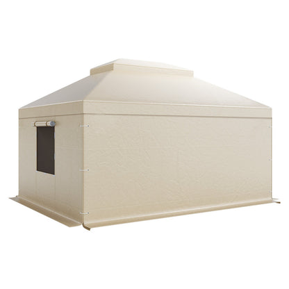 Winter Gazebo Cover Fits 3.66 x 4.87 m Hardtop Gazebos, All-Weather Double-Tiered Gazebo Cover with Sidewalls & Windows, High-Density PE Enclosed Storage Shelter Covers, Gazebos not Included