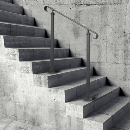 Schmiedeeisernes Treppengeländer, passend für 1- oder 2-stufige Außentreppen, verstellbares Treppengeländer für die Veranda, schwarzes, modernes Treppengeländer für Beton- oder Holztreppen inklusive Montagesatz