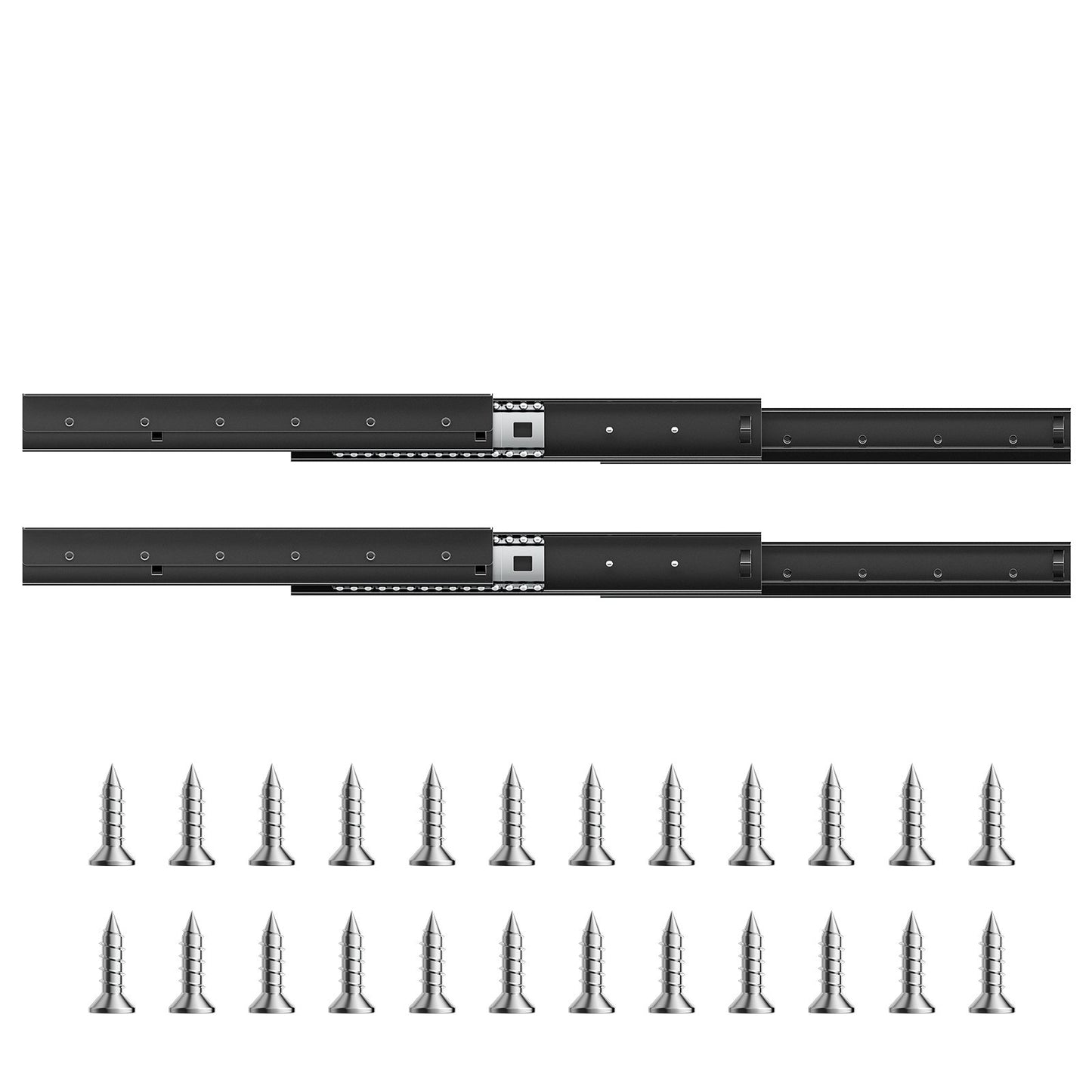 Unterbau-Schubladenschienen, 40,6 cm (16 Zoll), Vollauszug, Kugellager, Tragkraft 117,9 kg (260 lb), robuste untere Treppenschrankgleiter, für den Selbstaustausch, Schwarz