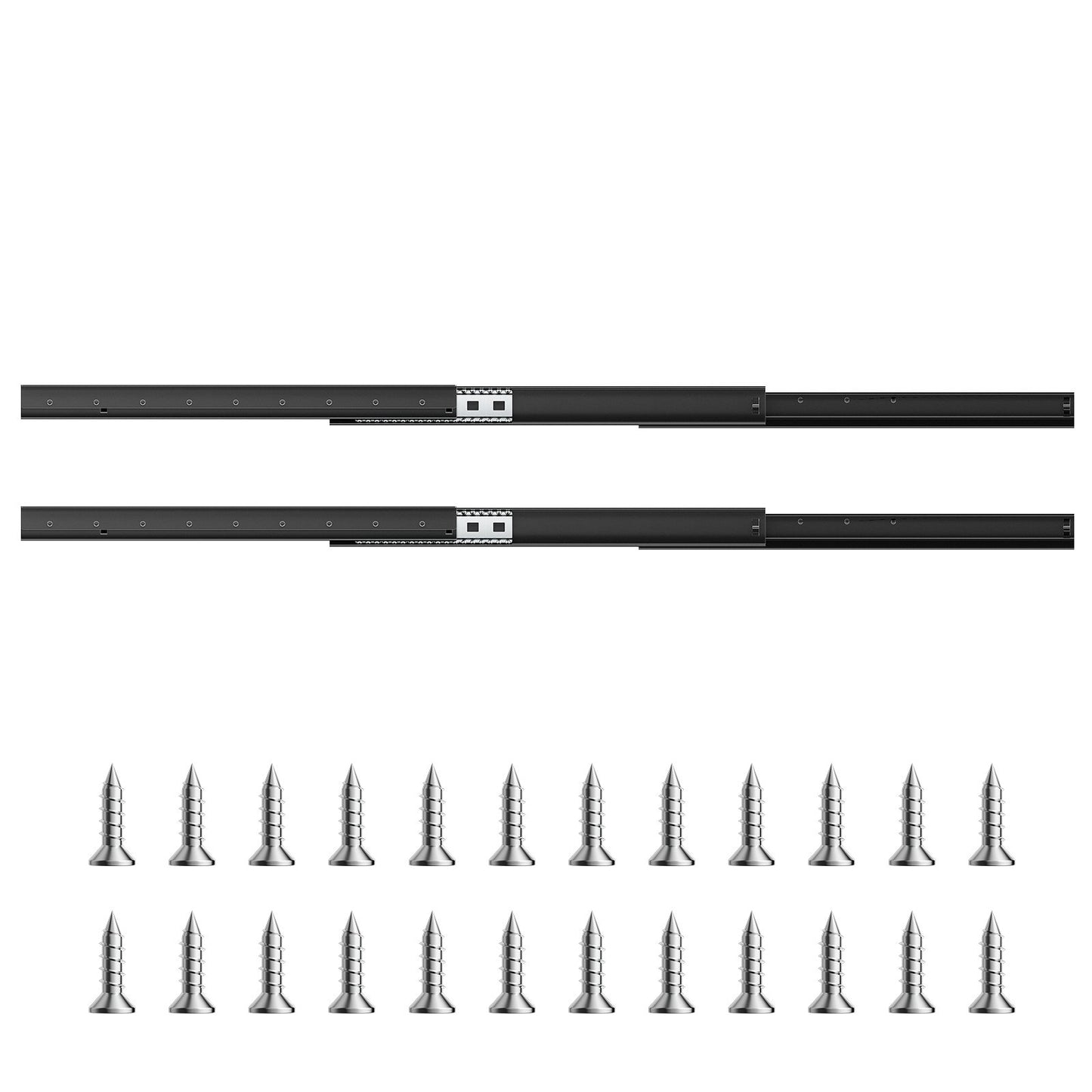 Unterbau-Schubladenschienen, 61 cm (24 Zoll), Vollauszug, Kugellager, für Treppenschränke, Tragkraft 118 kg (260 lb), robuste untere Treppenschrankgleiter, für den Selbstaustausch, Schwarz