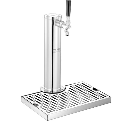 Bierzapfanlage mit Zapfsäule, Umrüstset für einen einzelnen Zapfhahn, Bierzapfanlage aus Edelstahl mit Doppelmanometer W21.8-Regler und S-System-Keg-Kupplung, Abtropfschale für Partys