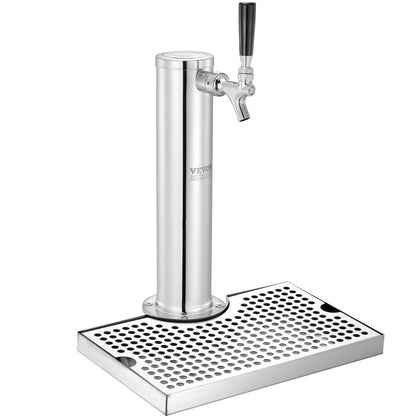 Bierzapfanlage mit Zapfsäule, Umrüstset für einen einzelnen Zapfhahn, Bierzapfanlage aus Edelstahl mit Doppelmanometer W21.8-Regler und S-System-Keg-Kupplung, Abtropfschale für Partys