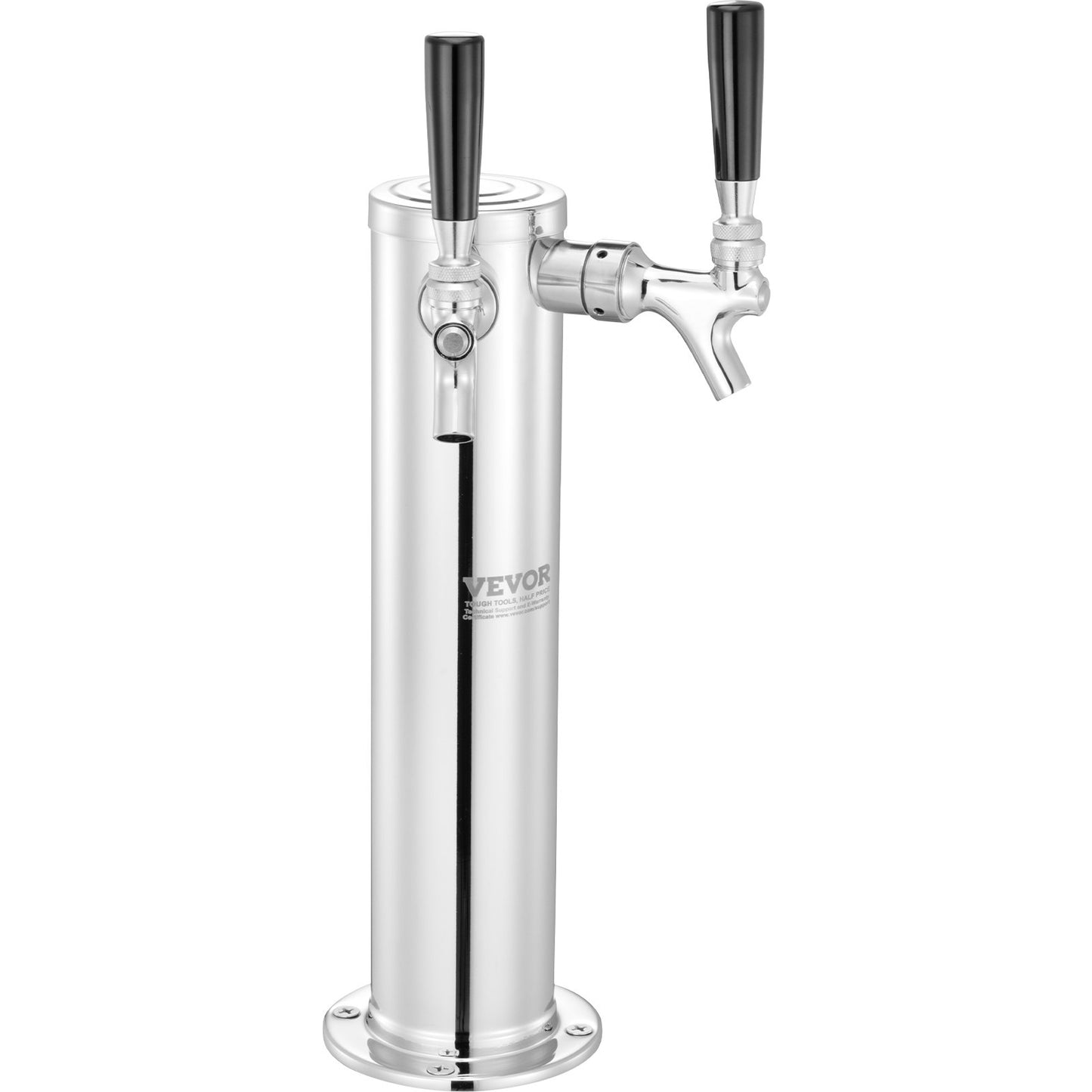 Kegerator Tower Kit, Dual Taps Beer Conversion Kit, Stainless Steel Keg Beer Tower Dispenser with Dual Gauge W21.8 Regulator & A-System Keg Coupler, Beer Drip Tray for Party Home