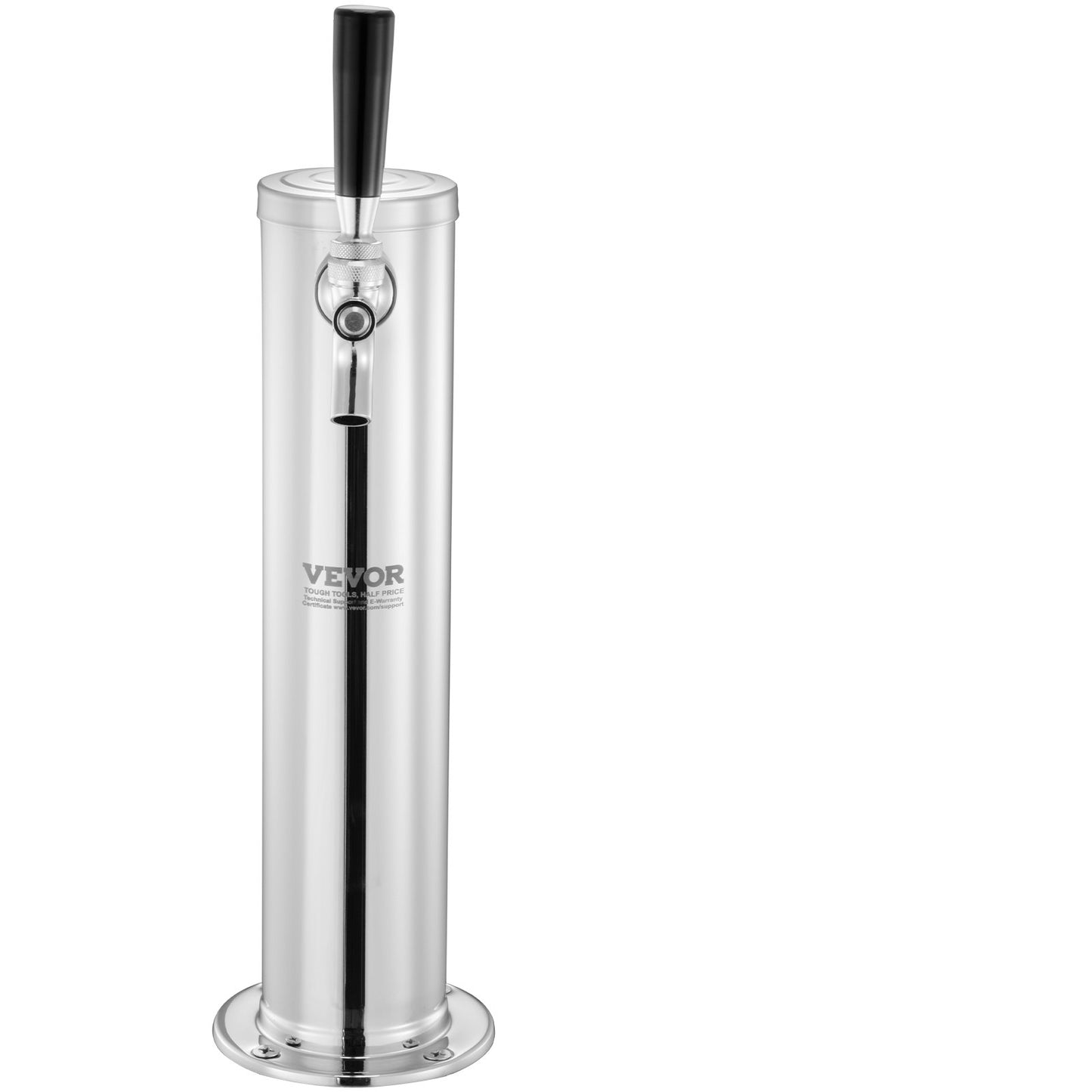 Kegerator Tower Kit, Single Tap Beer Conversion Kit, Stainless Steel Keg Beer Tower Dispenser with Dual Gauge W21.8 Regulator & S-System Keg Coupler for Party Home