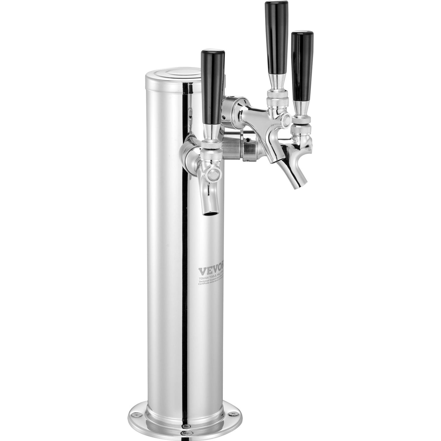 Triple Taps Draft Beer Tower Dispenser, Stainless Steel Keg Beer Tower, Kegerator Tower Kit with Pre-Assembled Tubing and Self-Closing Faucet Shanks for Party, Bar, Pub, Restaurant