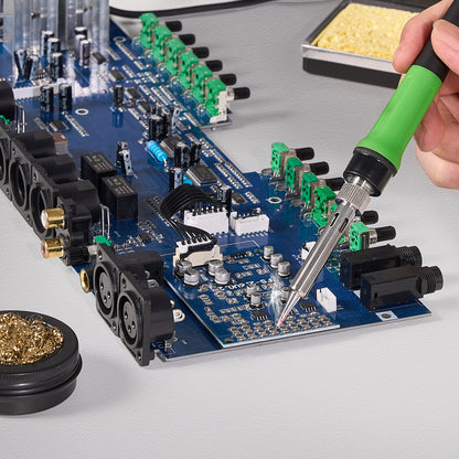 Lötstation, 70-W-Lötstationsset mit Digitalanzeige, Temperaturregelung von 50 °C bis 500 °C und integriertem Transformator, automatischer Standby- und Schlafmodus, inklusive 5 Lötspitzen, bleifreiem Lötzinn und Pinzette