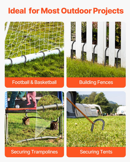 Rebar Stakes, 406,4 mm / 16-Inch, Heavy-Duty 0.4 in Diameter J Hook, Galvanized Steel Ground Anchors with Chisel Point End & Rust-Resistant Coating, for Gardening Support, Fence, Camping Tents (16-Pack)