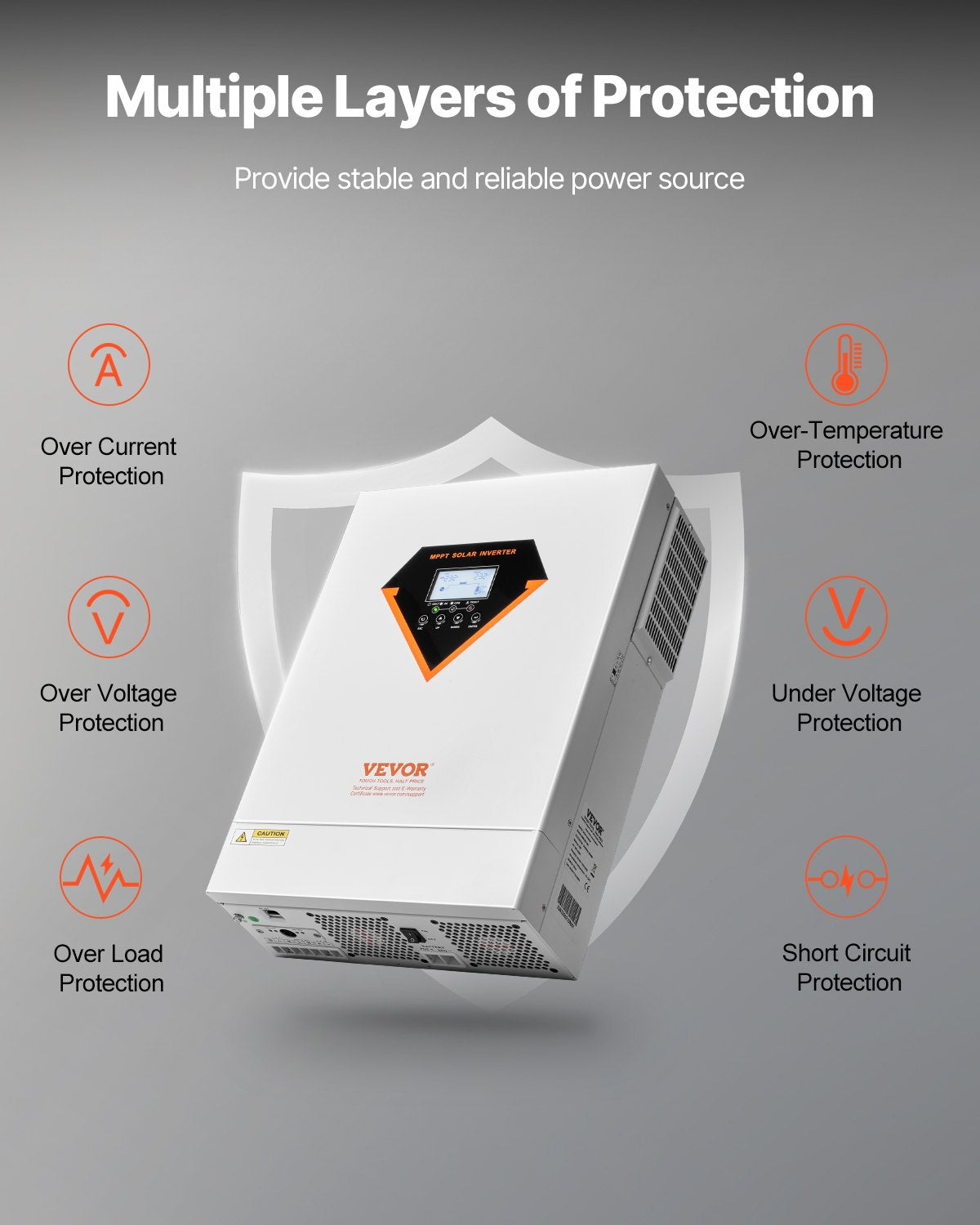 Hybrid Solar Inverter, 6000W, All in One Pure Sine Wave Power Inverter Charger, 48V DC to 220/230V AC, with Built-in WIFI 120A MPPT Solar Controller, for Off-Grid System Lead Acid Lithium Battery