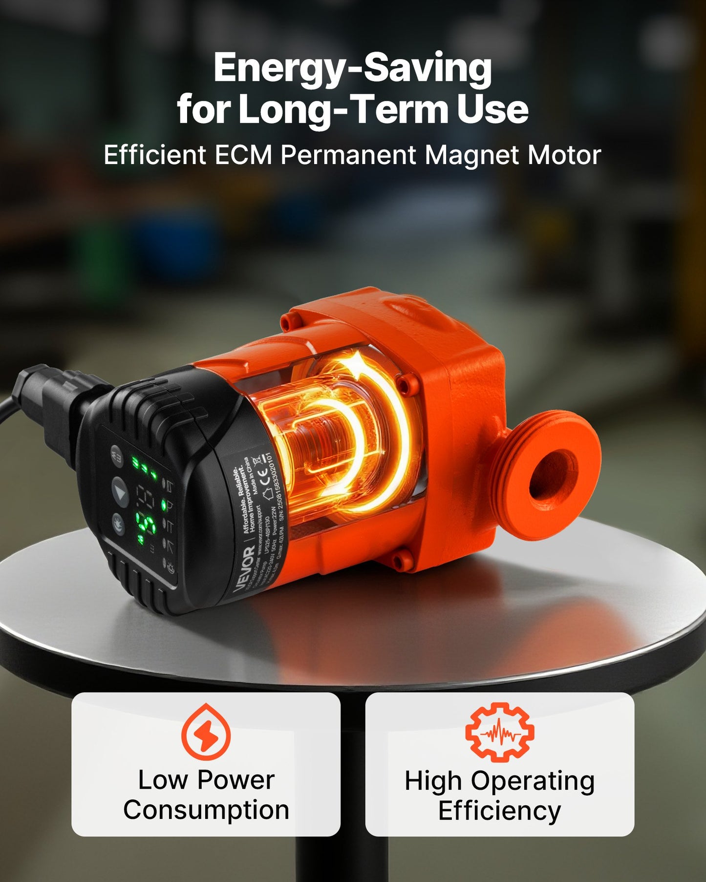 Hocheffiziente Umwälzpumpe LPS25-6BP/130, 58 l/min, max. Förderhöhe 4 m, Warmwasser-Umwälzpumpe aus Gusseisen, Gewindeanschluss, Rückschlagventil, leiser Betrieb, für Heizsysteme im Wohnbereich