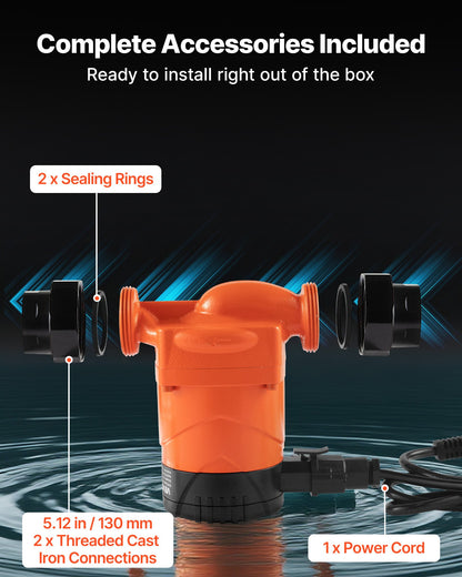 Hocheffiziente Umwälzpumpe LPS25-6BP/130, 58 l/min, max. Förderhöhe 4 m, Warmwasser-Umwälzpumpe aus Gusseisen, Gewindeanschluss, Rückschlagventil, leiser Betrieb, für Heizsysteme im Wohnbereich