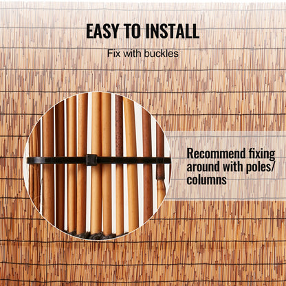 Natural Reed Fencing, 4 ft x 16.4 ft, 2 Pack Reed Screen Curtain Balcony Reed Fence Roll for Outdoor Backyard Patio, Decorative Fence for Backyard Garden Fencing Divider, Privacy Panel, Brown