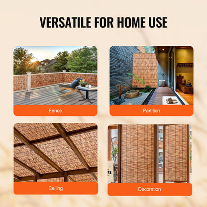 Natural Reed Fencing, 4 ft x 16.4 ft, 2 Pack Reed Screen Curtain Balcony Reed Fence Roll for Outdoor Backyard Patio, Decorative Fence for Backyard Garden Fencing Divider, Privacy Panel, Brown