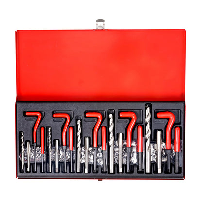 Helicoil Thread Repair Kit, 166-Piece Metric HSS Drill Helicoil Repair Kit, M5 M6 M8 M10 M12 Heli Coil Rethreading Tool Kit with HSS Drill Bits Thread Inserts Taps Breakoff Installation Tools