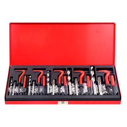 Helicoil Thread Repair Kit, 166-Piece Metric HSS Drill Helicoil Repair Kit, M5 M6 M8 M10 M12 Heli Coil Rethreading Tool Kit with HSS Drill Bits Thread Inserts Taps Breakoff Installation Tools