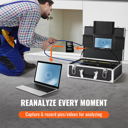 Sewer Camera Pipe Inspection Camera 17.8 cm Screen 1000TVL Camera 20.1m