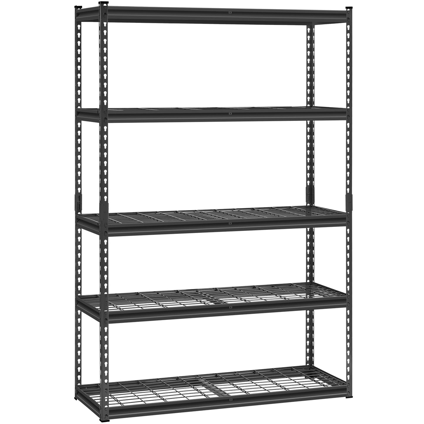Storage Shelves, 2500 lbs, 5 Tier Heavy Duty Garage Shelving, 18" D x 48" W x 72" H Adjustable Metal Shelves for Industrial Shelving Unit Utility Shelf, for Kitchen, Warehouse, Basement, Black
