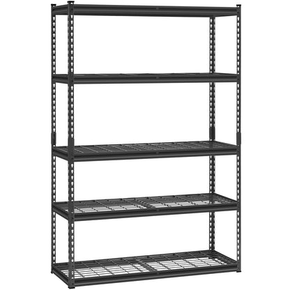 Storage Shelves, 2500 lbs, 5 Tier Heavy Duty Garage Shelving, 18" D x 48" W x 72" H Adjustable Metal Shelves for Industrial Shelving Unit Utility Shelf, for Kitchen, Warehouse, Basement, Black