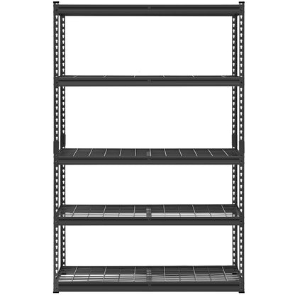 Storage Shelves, 2500 lbs, 5 Tier Heavy Duty Garage Shelving, 18" D x 48" W x 72" H Adjustable Metal Shelves for Industrial Shelving Unit Utility Shelf, for Kitchen, Warehouse, Basement, Black