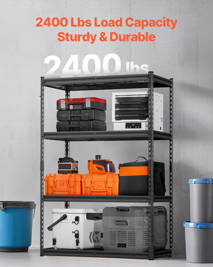 Storage Shelves, 2400 lbs, 4 Tier Heavy Duty Garage Shelving, 20" D x 40" W x 60" H Adjustable Metal Shelves for Industrial Shelving Unit Utility Shelf, for Kitchen, Warehouse, Basement, Black