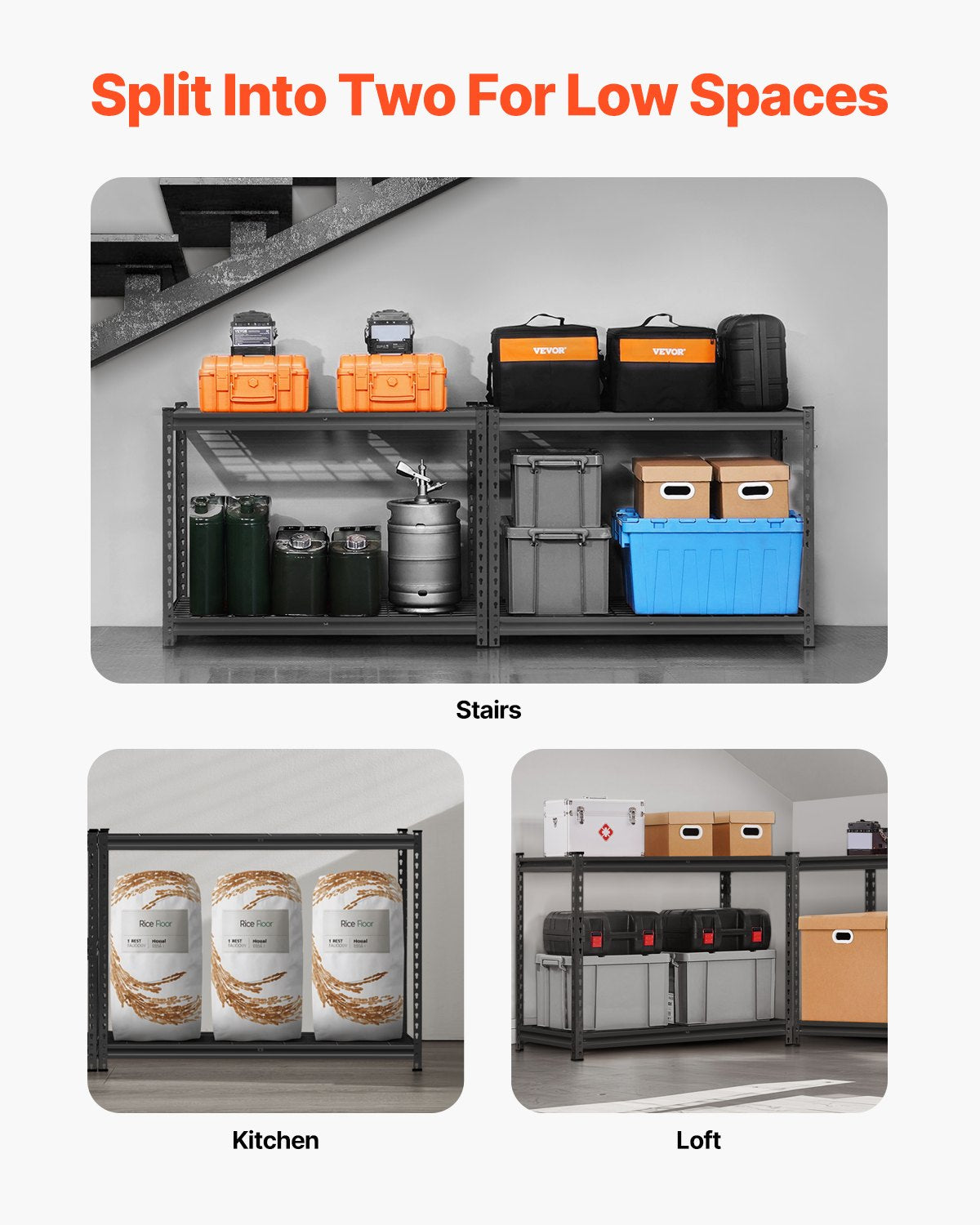 Storage Shelves, 2400 lbs, 4 Tier Heavy Duty Garage Shelving, 20" D x 40" W x 60" H Adjustable Metal Shelves for Industrial Shelving Unit Utility Shelf, for Kitchen, Warehouse, Basement, Black