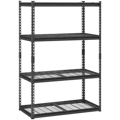 Storage Shelves, 2400 lbs, 4 Tier Heavy Duty Garage Shelving, 20" D x 40" W x 60" H Adjustable Metal Shelves for Industrial Shelving Unit Utility Shelf, for Kitchen, Warehouse, Basement, Black