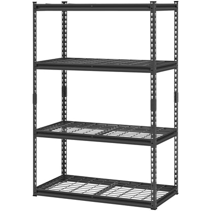 Storage Shelves, 2400 lbs, 4 Tier Heavy Duty Garage Shelving, 20" D x 40" W x 60" H Adjustable Metal Shelves for Industrial Shelving Unit Utility Shelf, for Kitchen, Warehouse, Basement, Black