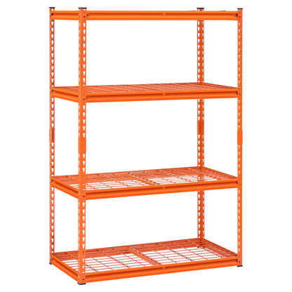 Storage Shelves, 2400 lbs, 4 Tier Heavy Duty Garage Shelving, 20" D x 40" W x 60" H Adjustable Metal Shelves for Industrial Shelving Unit Utility Shelf, for Kitchen, Warehouse, Basement, Orange