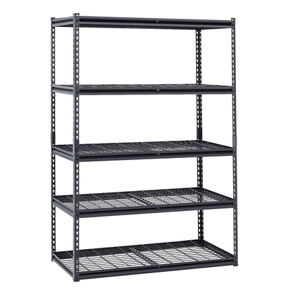 Storage Shelves, 3000 lbs, 5 Tier Heavy Duty Garage Shelving, 24" D x 48" W x 72" H Adjustable Metal Shelves for Industrial Shelving Unit Utility Shelf, for Kitchen, Warehouse, Basement, Black