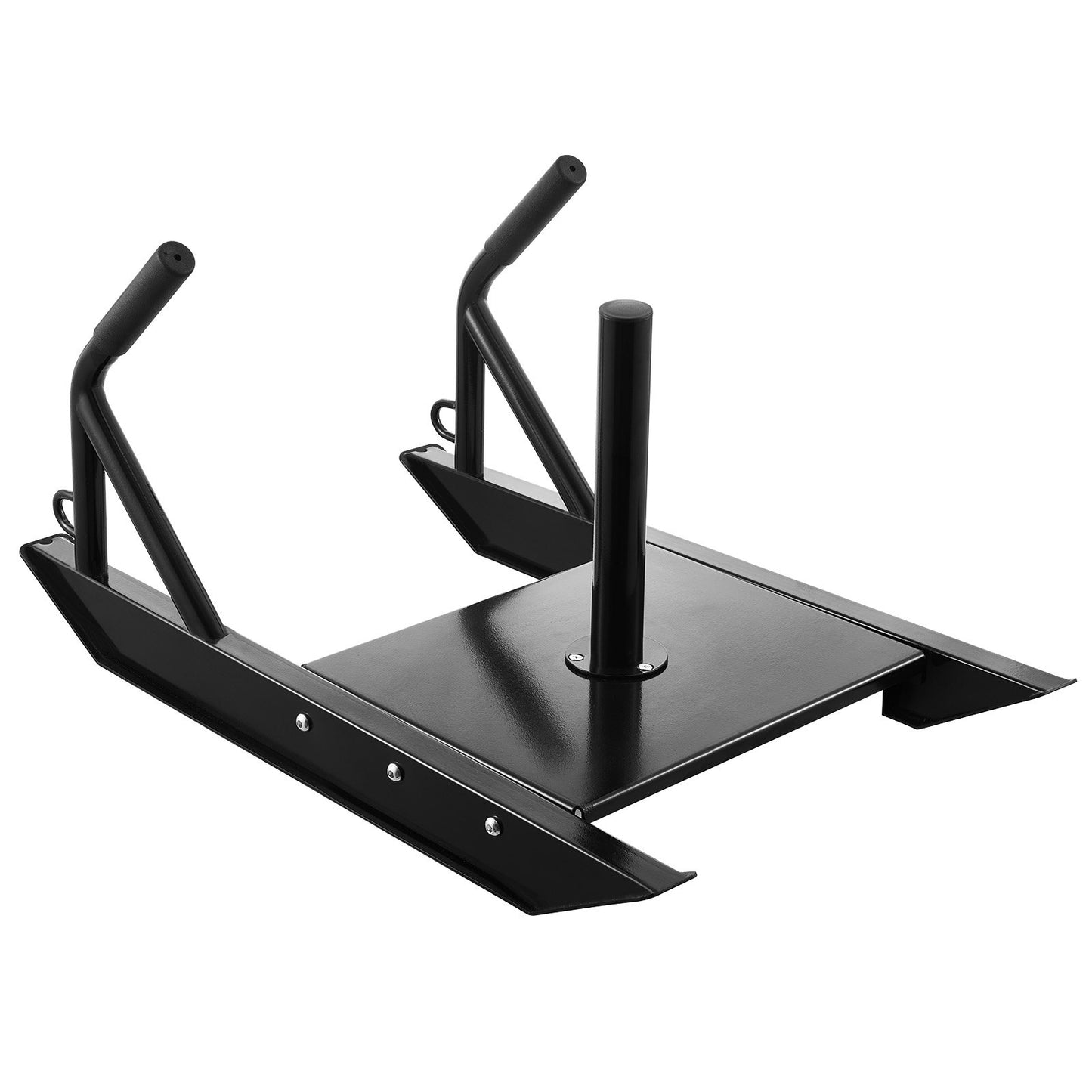 Gewichtsschlitten zum Ziehen, Fitness-Schlitten mit Griff für Kraft- und Schnelligkeitstraining, Trainingsgerät aus Stahl für athletische Übungen und Schnelligkeitsverbesserung, geeignet für 1"- und 2"-Gewichtsscheiben, Schwarz